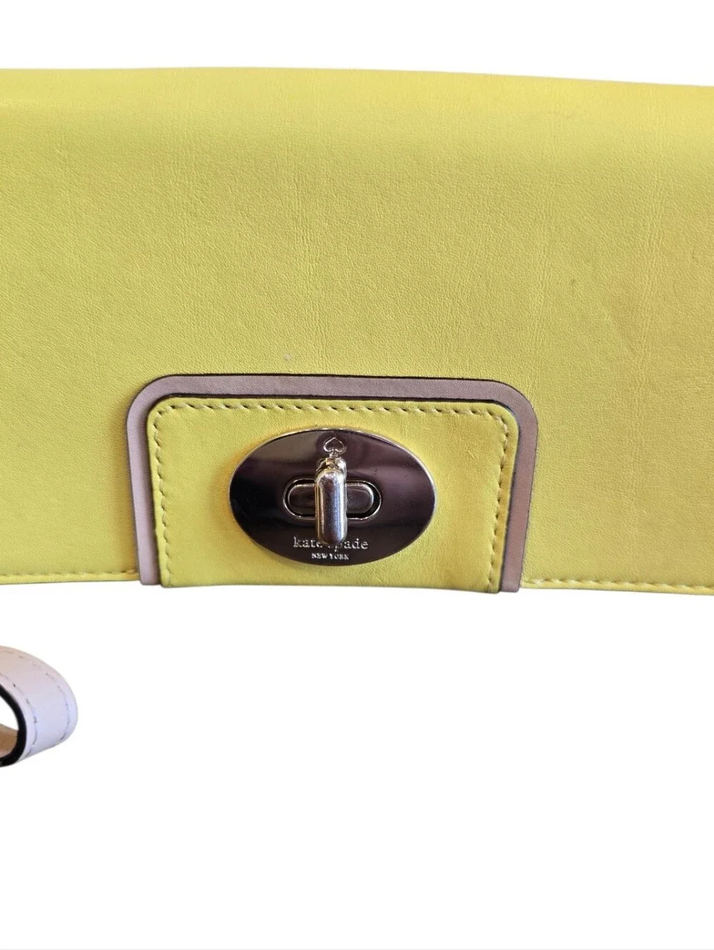 Kate Spade Hampton Road Yellow Leather Turn Lock Wristlet Clutch Wallet